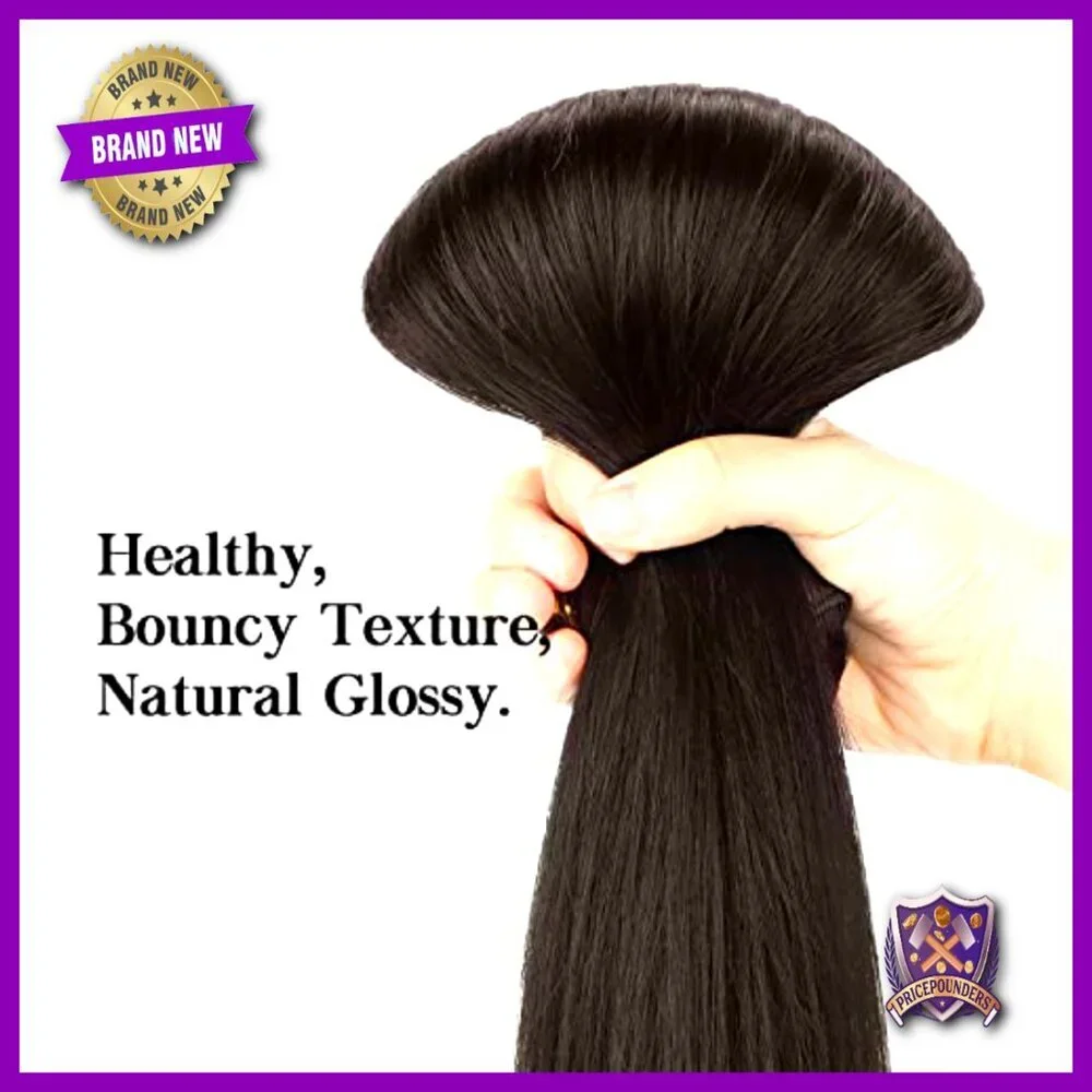 18 Inch Human Hair Clip-In Extensions, 7 Piece Set, Remy Hair, Straight Style